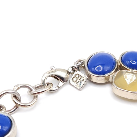 Banana Republic Gold Tone Blue Yellow Acrylic Gem Bracelet Women's Jewelry - Picture 2 of 3